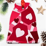 Pink Hearts Pattern Love Shape Bell Ornament (Two Sides) Front