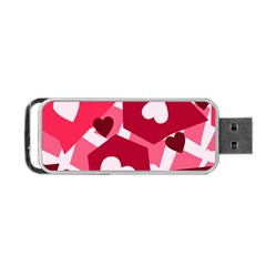 Pink Hearts Pattern Love Shape Portable USB Flash (One Side)