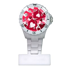 Pink Hearts Pattern Love Shape Plastic Nurses Watch