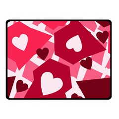 Pink Hearts Pattern Love Shape Double Sided Fleece Blanket (small)  by Bajindul