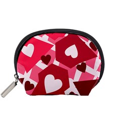 Pink Hearts Pattern Love Shape Accessory Pouch (Small)