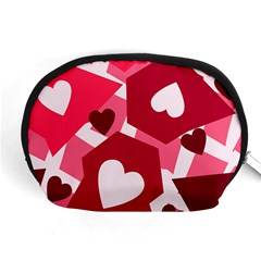 Pink Hearts Pattern Love Shape Accessory Pouch (Medium)