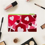 Pink Hearts Pattern Love Shape Cosmetic Bag (XS) Back