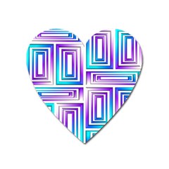 Geometric Metallic Aqua Purple Heart Magnet by HermanTelo