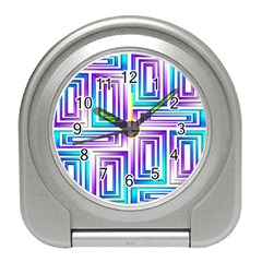 Geometric Metallic Aqua Purple Travel Alarm Clock