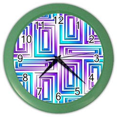 Geometric Metallic Aqua Purple Color Wall Clock