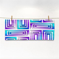 Geometric Metallic Aqua Purple Hand Towel