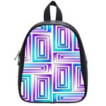 Geometric Metallic Aqua Purple School Bag (Small) Front