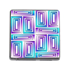 Geometric Metallic Aqua Purple Memory Card Reader (square 5 Slot)