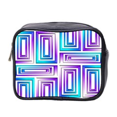 Geometric Metallic Aqua Purple Mini Toiletries Bag (two Sides)