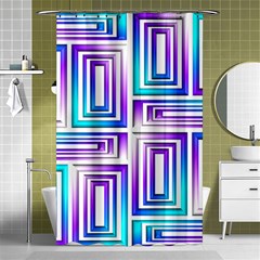 Geometric Metallic Aqua Purple Shower Curtain 48  X 72  (small)  by HermanTelo