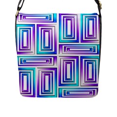 Geometric Metallic Aqua Purple Flap Closure Messenger Bag (l)