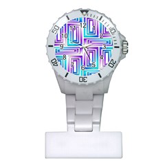 Geometric Metallic Aqua Purple Plastic Nurses Watch