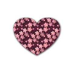 Cherry Blossoms Japanese Rubber Coaster (heart) 