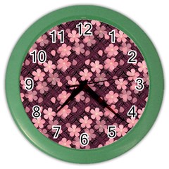 Cherry Blossoms Japanese Color Wall Clock