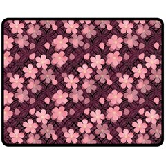 Cherry Blossoms Japanese Double Sided Fleece Blanket (medium)  by HermanTelo