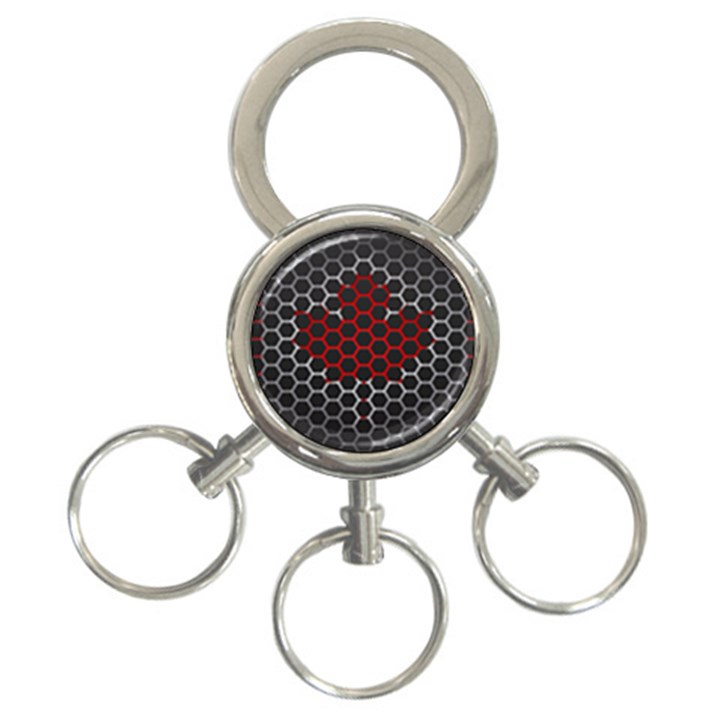 Canada Flag Hexagon 3-Ring Key Chain