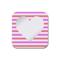 Love Heart Valentine S Day Rubber Square Coaster (4 Pack) 