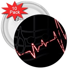 Music Wallpaper Heartbeat Melody 3  Buttons (10 pack) 