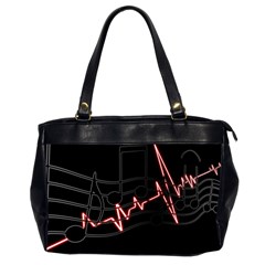 Music Wallpaper Heartbeat Melody Oversize Office Handbag (2 Sides)