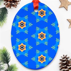 Pattern Backgrounds Blue Star Ornament (oval) by HermanTelo