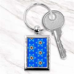 Pattern Backgrounds Blue Star Key Chain (rectangle) by HermanTelo