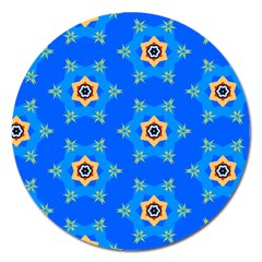 Pattern Backgrounds Blue Star Magnet 5  (round) by HermanTelo