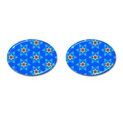 Pattern Backgrounds Blue Star Cufflinks (oval)