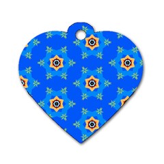 Pattern Backgrounds Blue Star Dog Tag Heart (two Sides) by HermanTelo