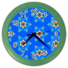 Pattern Backgrounds Blue Star Color Wall Clock