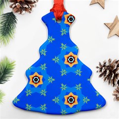 Pattern Backgrounds Blue Star Christmas Tree Ornament (two Sides)