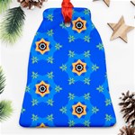 Pattern Backgrounds Blue Star Bell Ornament (Two Sides) Front