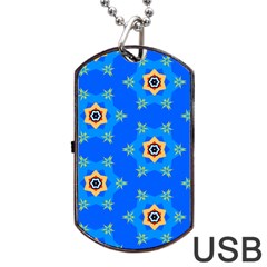 Pattern Backgrounds Blue Star Dog Tag Usb Flash (one Side)