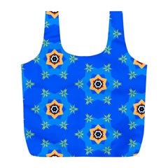 Pattern Backgrounds Blue Star Full Print Recycle Bag (l) by HermanTelo