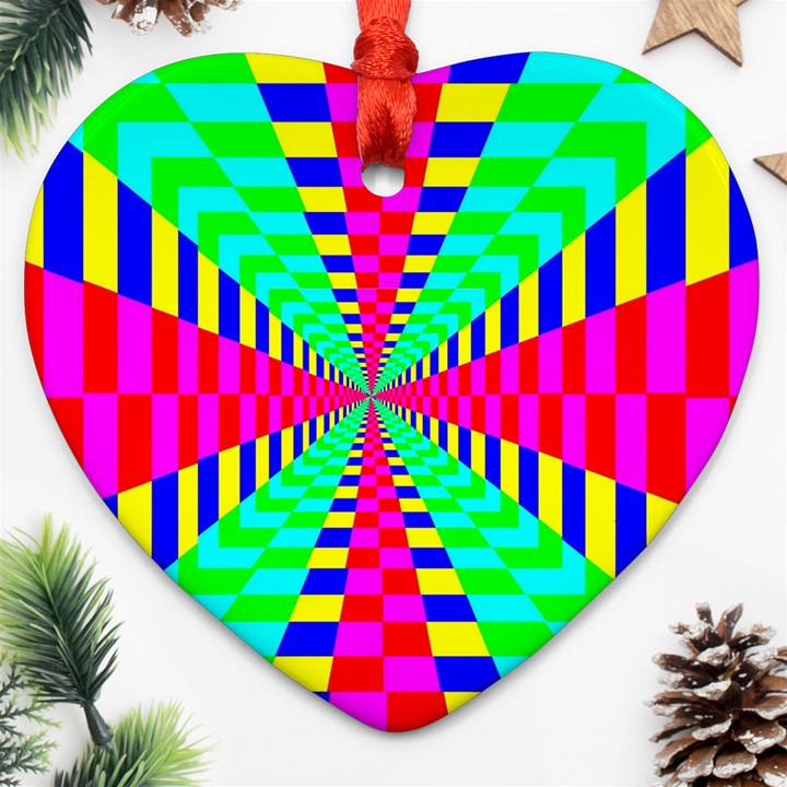 Maze Rainbow Vortex Ornament (Heart)