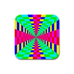 Maze Rainbow Vortex Rubber Square Coaster (4 Pack)  by HermanTelo