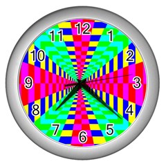 Maze Rainbow Vortex Wall Clock (silver) by HermanTelo