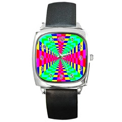 Maze Rainbow Vortex Square Metal Watch by HermanTelo