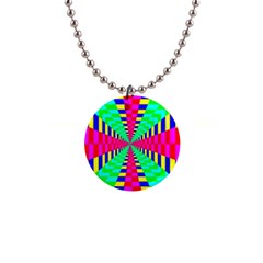 Maze Rainbow Vortex 1  Button Necklace by HermanTelo