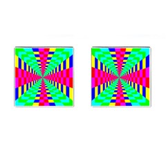 Maze Rainbow Vortex Cufflinks (Square)