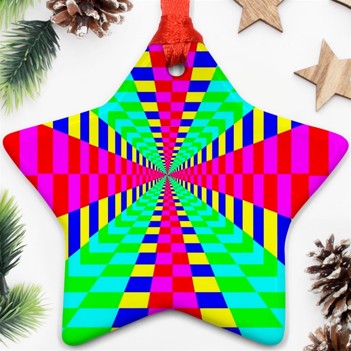 Maze Rainbow Vortex Star Ornament (Two Sides)