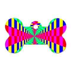 Maze Rainbow Vortex Dog Tag Bone (Two Sides)