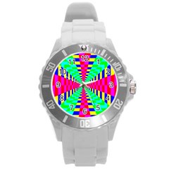 Maze Rainbow Vortex Round Plastic Sport Watch (l) by HermanTelo