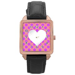 Love Heart Valentine Rose Gold Leather Watch 