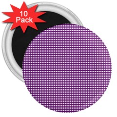 Gingham Plaid Fabric Pattern Purple 3  Magnets (10 Pack)  by HermanTelo