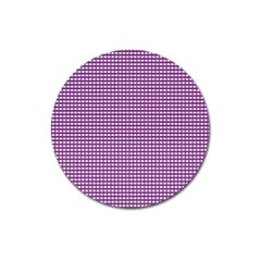 Gingham Plaid Fabric Pattern Purple Magnet 3  (round) by HermanTelo