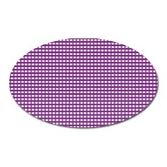 Gingham Plaid Fabric Pattern Purple Oval Magnet by HermanTelo