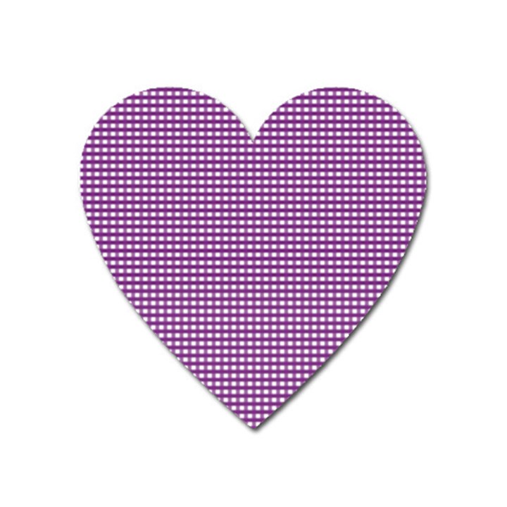 Gingham Plaid Fabric Pattern Purple Heart Magnet