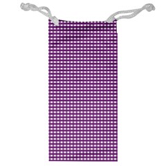 Gingham Plaid Fabric Pattern Purple Jewelry Bag by HermanTelo