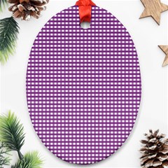 Gingham Plaid Fabric Pattern Purple Oval Ornament (two Sides)